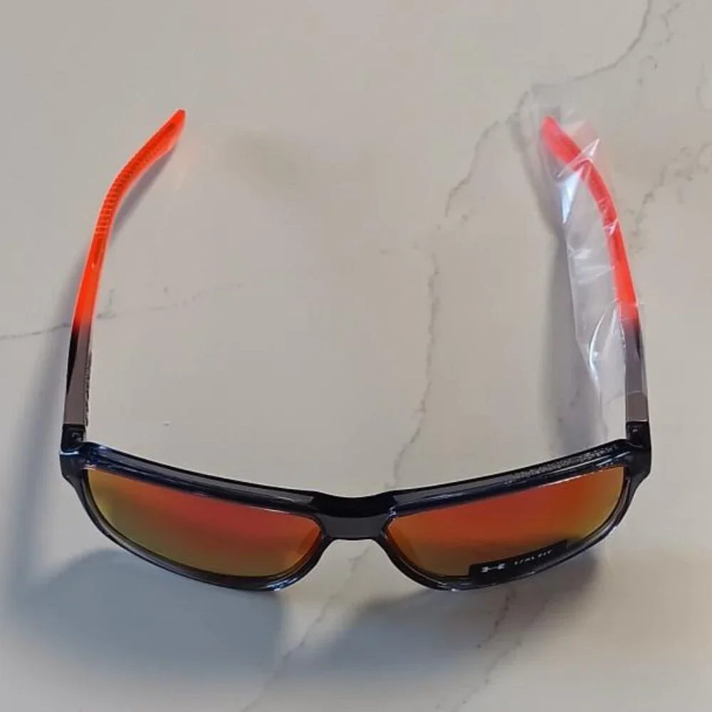 UNDER ARMOUR KICKOFF Sunglasses Red Mirror Lens Rectangular Gray Frame NEW